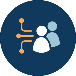 Two people connecting about business icon