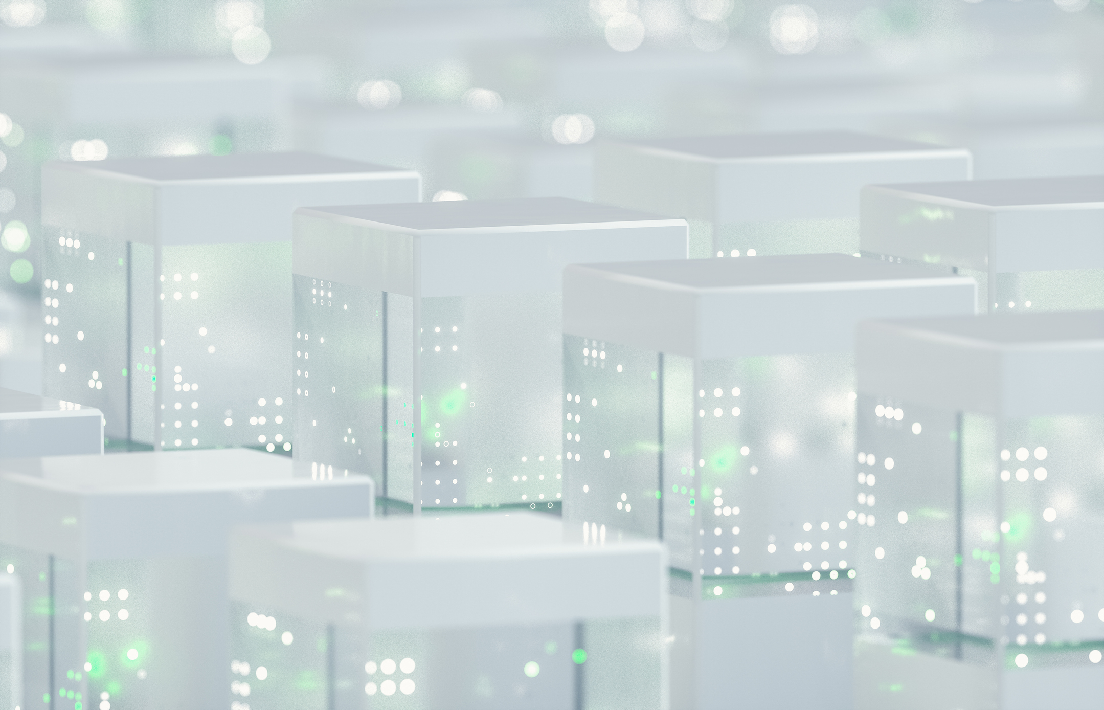 Transparent computer server towers.